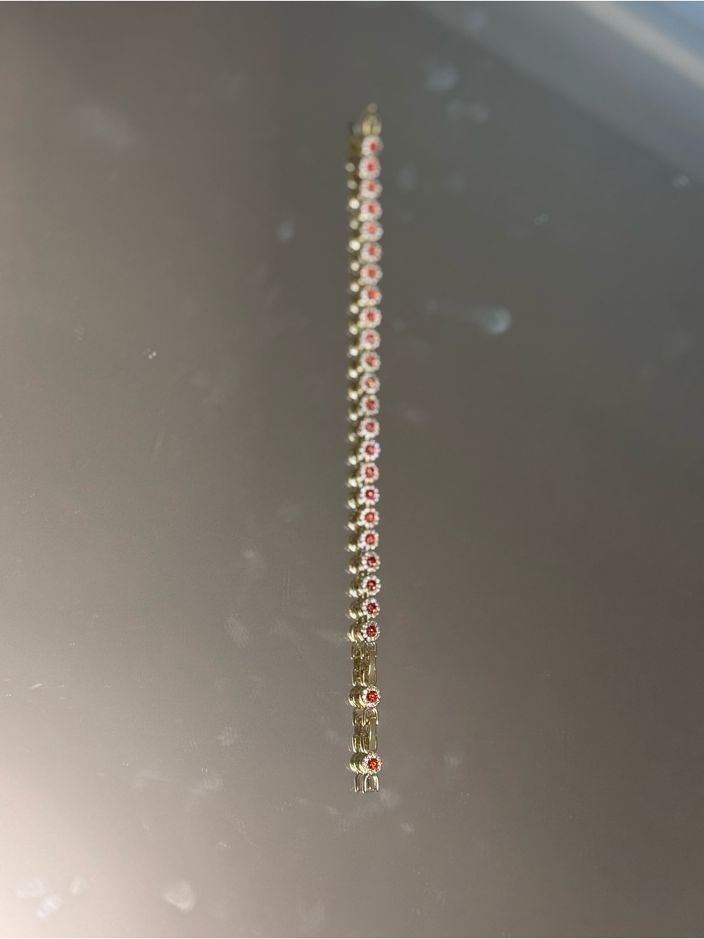 Gold-plated Tone Bracelet with Red Stone Accents - Women's Jewelry